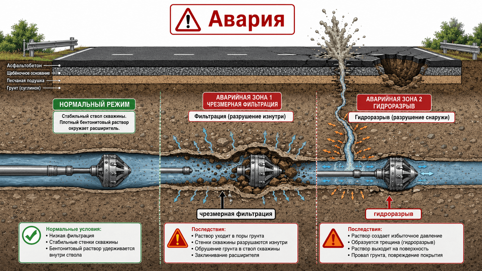 Авария при ГНБ проколе